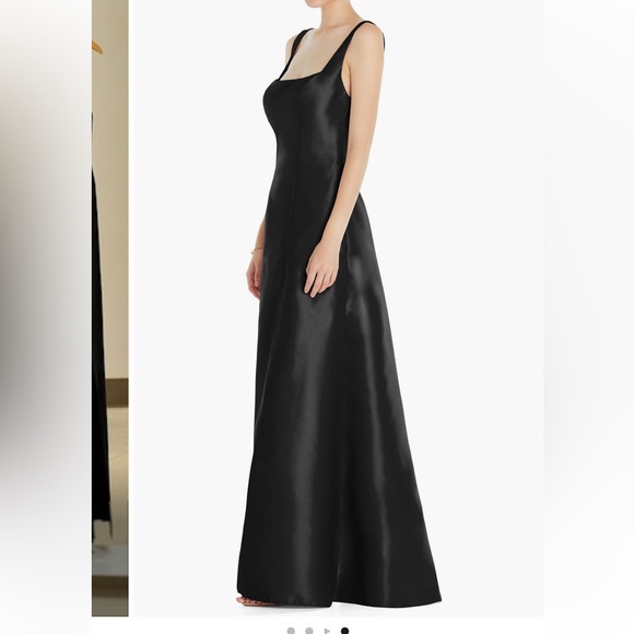 NWT | Alfred Sung, Square Neck Satin A-line dress - Picture 4 of 4